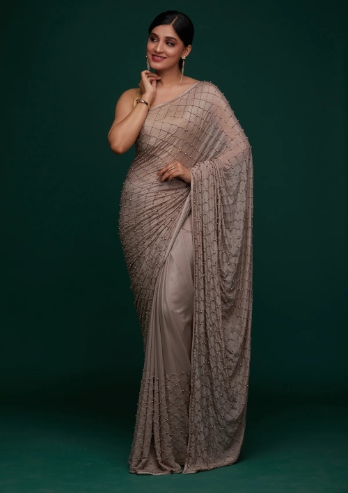 Chiffon Zari Work Saree - Mustard Yellow
