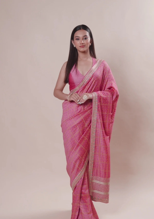 Kanjivaram Sequin Work Saree - Rust Orange