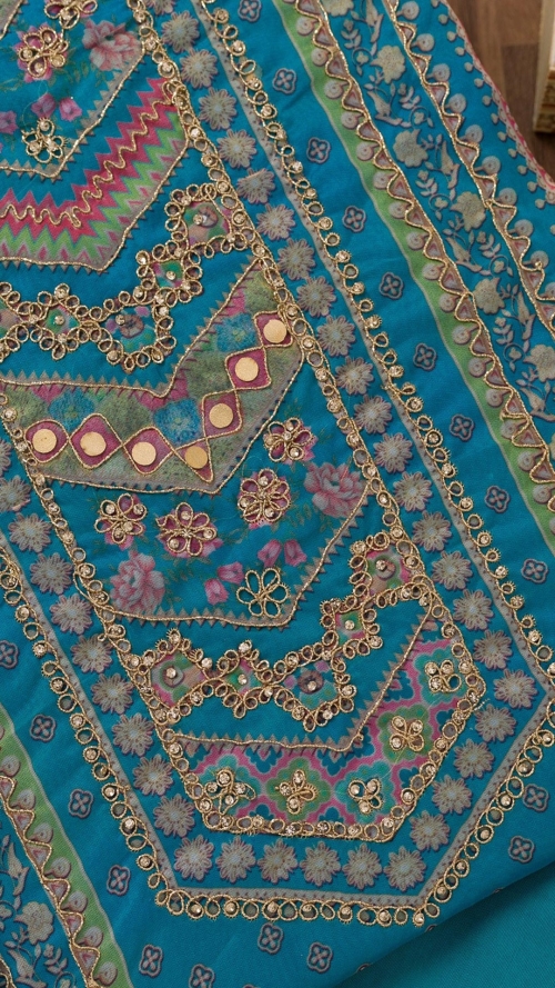 Chanderi Embroidered Saree - Rust Orange